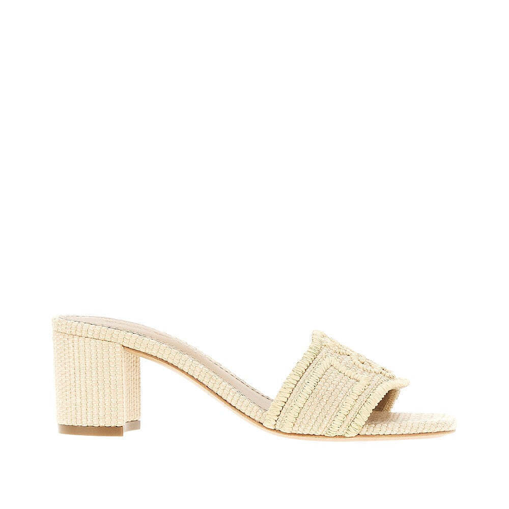 Emporio Armani Woven Raffia Mules With Ea Logo
